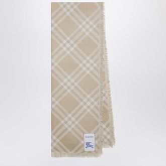 Burberry Beige/ecru Check silk and wool scarf