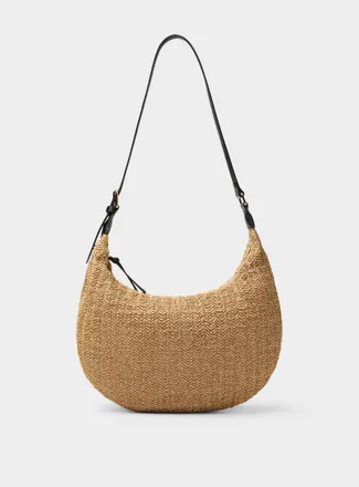 Simons Womens Rounded woven straw hobo bag