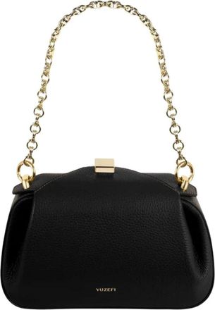 Yuzefi Oyster Mini Clutch - Dames - Schoudertassen - Zwart - ONE Size - Leer - Tassen