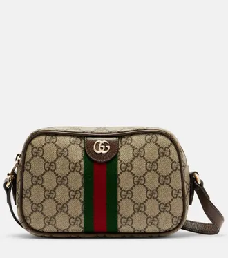 Gucci Ophidia Small leather-trimmed crossbody bag
