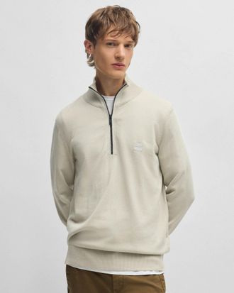 Boss Orange by Hugo Boss Kanobix Licht Beige 271 1/4 Zip Trui in Nude