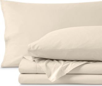 Bare Home 100% Organic Cotton Percale Cooling Sheet Set in Sand at Nordstrom, Size Twin Xl