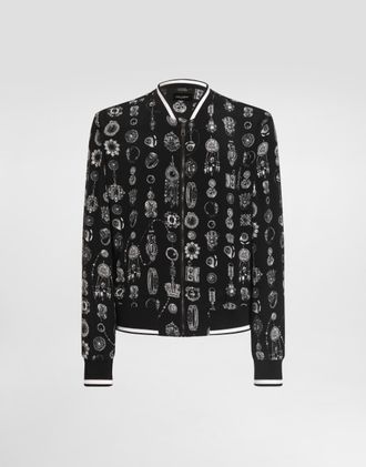 Dolce & Gabbana Jewel-print Marocain Crêpe Jacket - Man Coats And Jackets Print 46