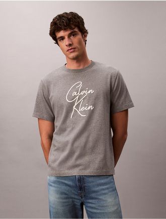 Calvin Klein Jeans Calvin Klein Mens Script Logo Relaxed T-Shirt - Medium Grey - 2XL