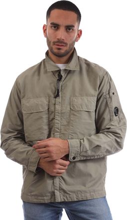 C.P. Company Mens Flatt Nylon Lens Zipped Overshirt in Grey - Size X-Large