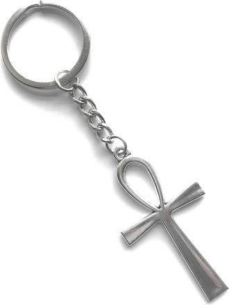 Generic KEYRING - Egyptian - Silver Plated. Split Ring. Key Ring. Large Ankh Cross