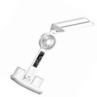 OEM L&aacute;mpara De Escritorio Con Ventilador Y Led, Reloj, Portal&aacute;pices, Control T&aacute;ctil, Temperatura De Luz Ajustable De 3000k A 6000k, Regulador De Intensida