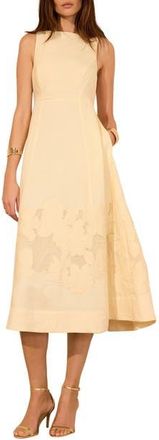 Mint Velvet Linen Blend Lace Midi Dress in Yellow at Nordstrom, Size 12