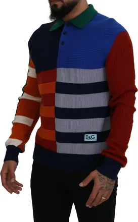 Dolce & Gabbana Mens Striped Virgin Wool Sweater Multicolor