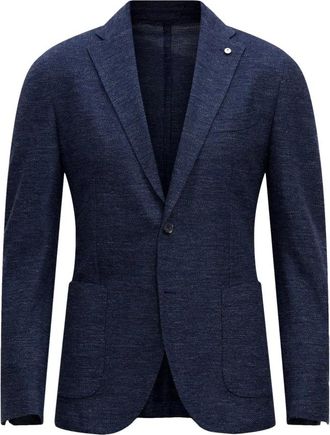 L.B.M. 1911 Blauwe Regular Fit Americana Jack - Heren - Blazers - Blauw - L - Katoen - Jassen
