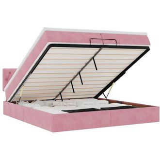 vidaXL Vidaxl - Estructura Cama Otomana Con Colch&oacute;n Terciopelo Rosa 200x200 Cm