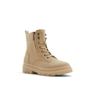 Roxy Briar Boots Womens Beige Side Zip Lug Sole Ankle Combat HTAT1854