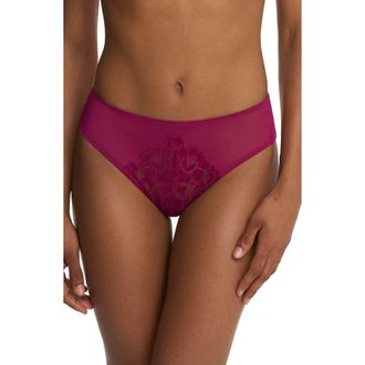 Natori Peony Lace & Mesh Hipster Panties in Dark Raspberry at Nordstrom, Size Large