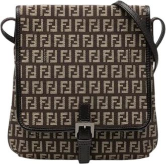 Fendi Pre-owned Cross Body Bags, female, Brown, Size: ONE SIZE Pre-owned Canvas Crossbody Bag