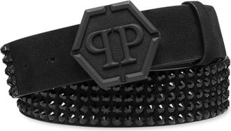 Philipp Plein Suede Riem Stenen - Heren - Riemen - Zwart - 110 CM - Leer - Accessoires