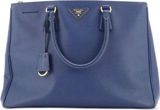 Prada Double Zip Lux Saffiano Leather Medium tote bag - Blauw