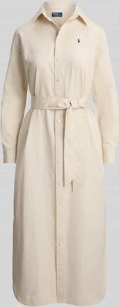 Polo Ralph Lauren Tailliertes Hemdblusenkleid aus reiner Baumwolle in Ecru, Gr&ouml;&szlig;e 34