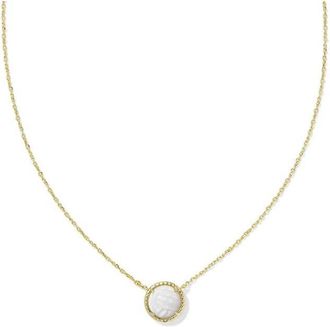 Kendra Scott Volleyball Short Pendant Necklace Gold White Mother Of Pearl