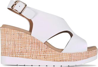 Ron White Dacota leather wedge sandals - Wit