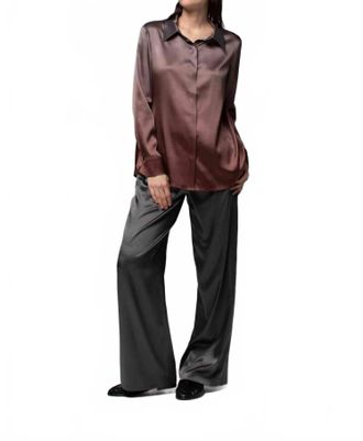 Max & Moi Levy Silk Blouse In Gradient Chocolate