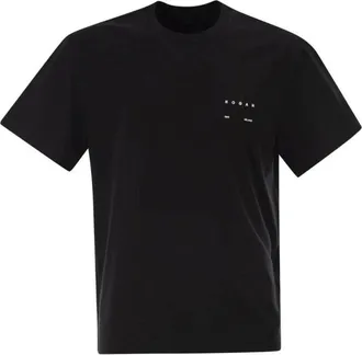 Hogan Tops, Heren, Zwart, S, Katoen, T-shirt met ronde hals en logodetail