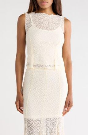 Leith Lace Sleeveless Tank in Ivory at Nordstrom Rack, Size Large