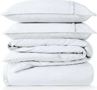 Bare Home 100% Organic Cotton Percale Duvet Cover and Sham Set in White at Nordstrom, Size California King