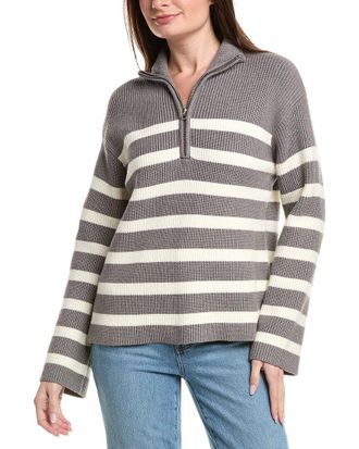 English Factory Striped 1/2-Zip Sweater