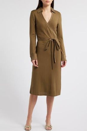 BOSS Ellarie Rib Long Sleeve Dress in Teak at Nordstrom Rack, Size X-Large