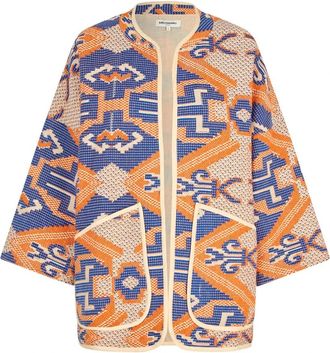 Lollys Laundry Geometric Kimono Jacket - Dames - Kimonos - Oranje - XL - Overhemden