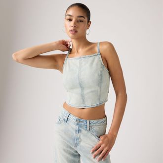 Levi's Square Neck Tank Top - Womens - XS - Blue