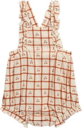 Rylee + Cru Chiara Cherry Check Romper in Natural at Nordstrom, Size 12-18M