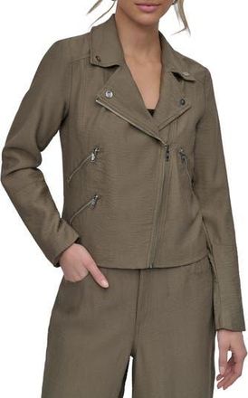 DKNY Crinkle Moto Jacket in Utility Green at Nordstrom Rack, Size X-Small