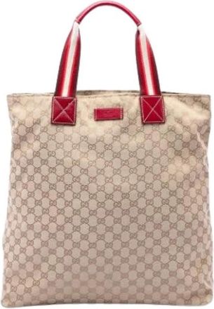 Gucci Pre-owned Tote Bag - Dames - Vintage Shopper - Beige - ONE Size - Leer - Vintage