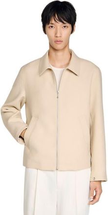 Sandro Zip-up jacket in Beige at Nordstrom, Size Xx-Large