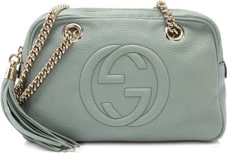 Gucci Blue, Green Leather Soho Chain Small Shoulder Bag (Authentic Pre-Loved)
