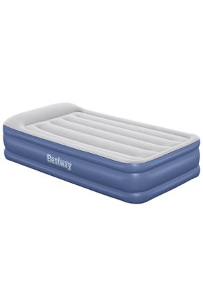 Bestway Luftbett Tritech AIR 67628, Hellgrau, Dunkelblau, Kunststoff, 97x46x191 cm, RoHS, Dekra, integrierte elektrische Pumpe, integriertes Kissen, Schlafzim