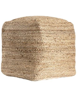 LR Home Lr Home Meera Farmhouse Braided Handmade Textured Jute Pouf