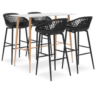vidaXL Mesa Alta Y Taburetes De Bar 5 Piezas Blanco Y Negro Vidaxl