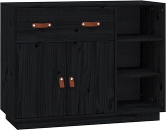 vidaXL Vidaxl - Aparador De Madera Maciza De Pino Negro 98,5x40x75 Cm
