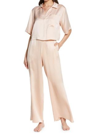 Lunya Washable High Waist Silk Pajamas in Delicate Pink at Nordstrom, Size X-Small
