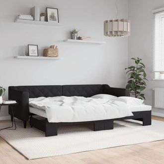 vidaXL Sof&aacute; Cama Nido Tela Negro 80x200 Cm Vidaxl