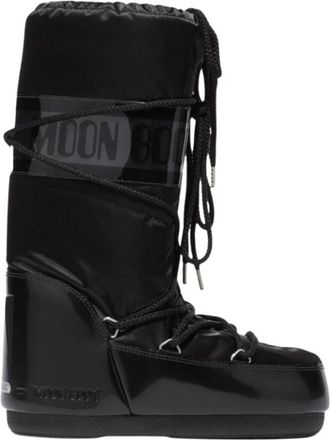 Moon Boot Icon Glance Satin Boots - Dames - Winterlaarzen - Zwart - 35 EU - Polyester - Schoenen