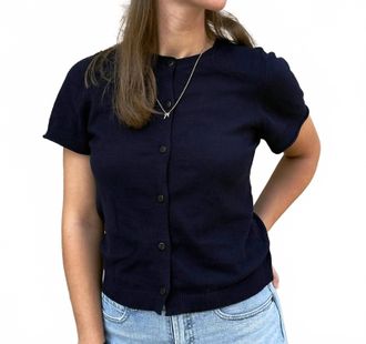 Dear John Denim Yessenia Short Sleeve Cardigan In Navy