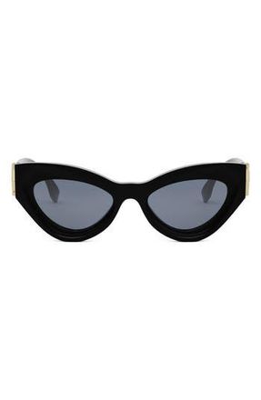 Fendi FF Diamonds 52mm Cat Eye Sunglasses in Shiny Black /Blue at Nordstrom Rack