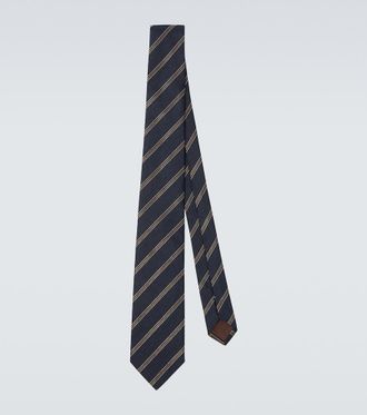 Canali Striped silk and wool tie