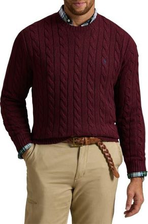 Polo Ralph Lauren Big & Tall Cableknit Sweater in Mulberry Jam at Nordstrom, Size 4X Big