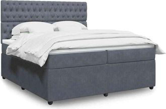 vidaXL Cama Box Spring Con Colch&oacute;n Terciopelo Gris Oscuro 200x200 Cm Vidaxl