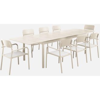 Sweeek Set tavolo da giardino allungabile in alluminio e textilene con 8 sedie