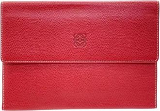 Loewe Pre-owned Clutches, female, Red, Size: ONE SIZE Pre-owned Long wallet (tri-fold)